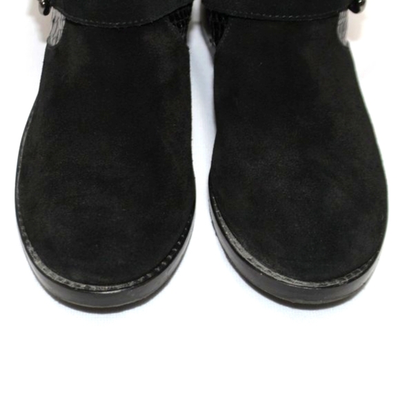 Vince Camuto Blk Leather Snakeskin Mid Calf Boots - Picture 2 of 14